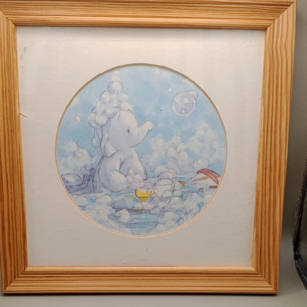 Elephant , drawing in Wooden Frame